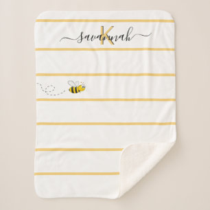 Gelbe weiße Streifen niedliches Bienenmonogramm-Sk Sherpadecke