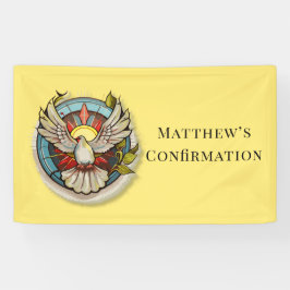 Gelbe weiße Taube Religiöse katholische Bestätigun Banner