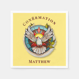 Gelbe weiße Taube Religiöse katholische Bestätigun Serviette