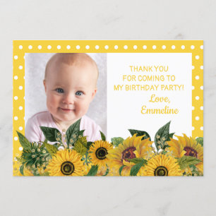 Gelbe weiße Tupfen-Sonnenblume-Birthday Dankeschön Einladung