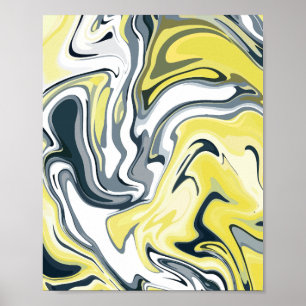 Gelbe, weiße und graue Radiant Waves Poster