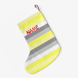 Gelbe, weiße und graue Streifen Weihnachten Strump Kleiner Weihnachtsstrumpf