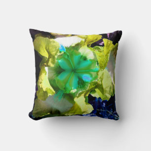 Gelbe, weiße und grüne Iris Blume Kissen
