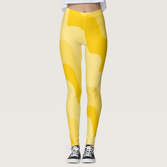Gelbe Wellen Leggings (Vorderseite)