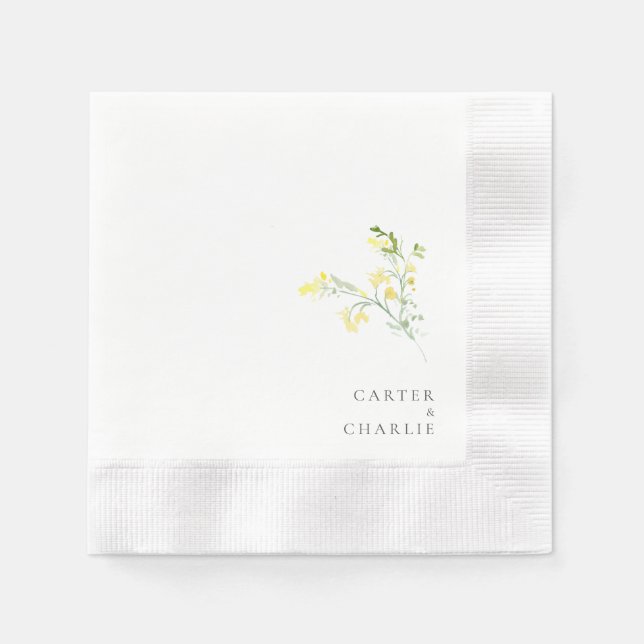 Gelbe Widlblumen Hochzeitscocktail Serviette (Vorderseite)