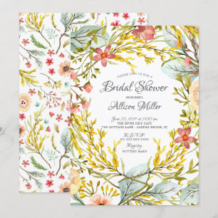 Gelbe Wildblume Brautdusche Einladung