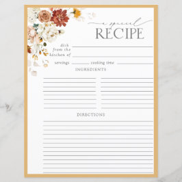 Gelbe Wildblume Bridal Recipe Binder Page