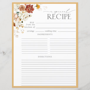 Gelbe Wildblume Bridal Recipe Binder Page