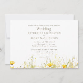 Gelbe Wildblume - farbenfrohe Goldtextszenierung Einladung