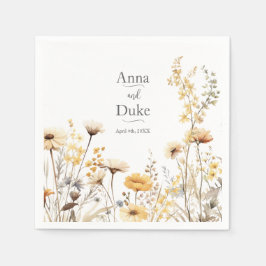 Gelbe Wildblume Hochzeit Serviette