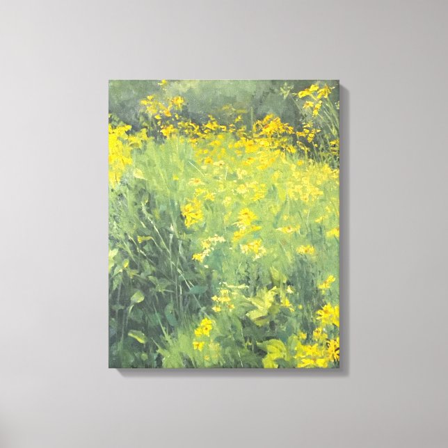 Gelbe Wildblume Original Ölgemälde Leinwanddruck (Vorderseite)