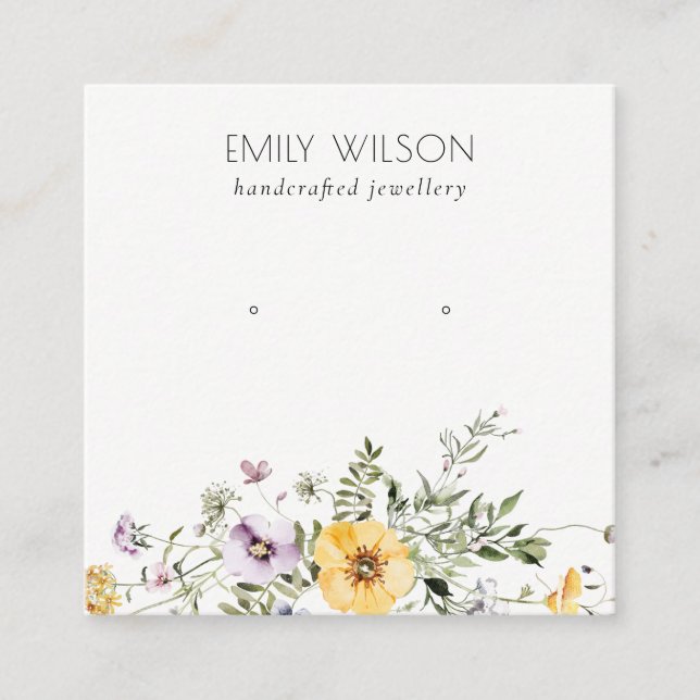 Gelbe Wildblume Quadratische Visitenkarte (Vorderseite)