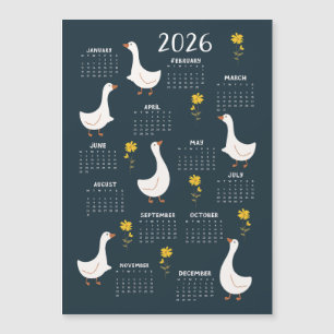 Gelbe Wildblume und Gänse 2026 Kalender - Marine Magnetkarte