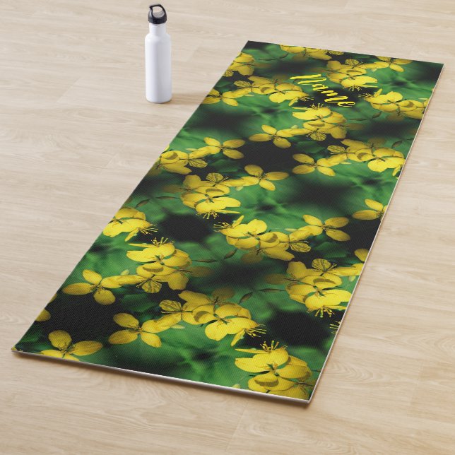 Gelbe Wildblumen Abstraktes Muster Personalisiert Yogamatte (Beispiel)