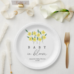 Gelbe Wildblumen - Baby in Blüte Pappteller