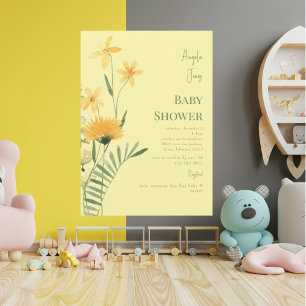 Gelbe Wildblumen-Baby-Shower-Einladung für Mädchen Einladung