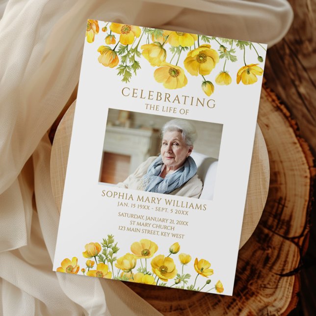 Gelbe Wildblumen Beerdigungsauftrag Programm (Von Creator hochgeladen)