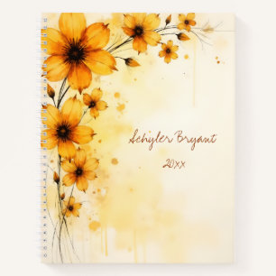 Gelbe Wildblumen-Blumen-Spiralblock Notizbuch