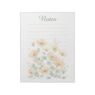 Gelbe Wildblumen Botanische linierte Notizen Notiz Notizblock