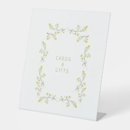 Gelbe Wildblumen Brautparty Karten und Geschenke Sockelschild