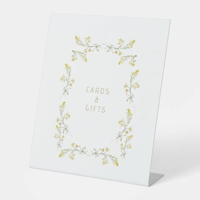 Gelbe Wildblumen Brautparty Karten und Geschenke Sockelschild (Vorderseite)