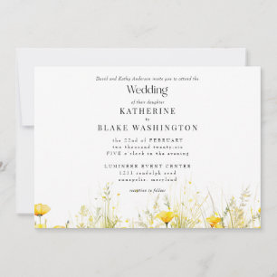 Gelbe Wildblumen Bunte Hochzeit II Einladung