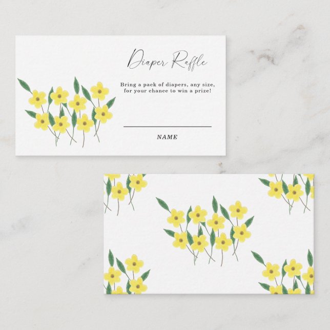 Gelbe Wildblumen geschlechtsneutrale Windelraffine Begleitkarte (Vorne/Hinten)