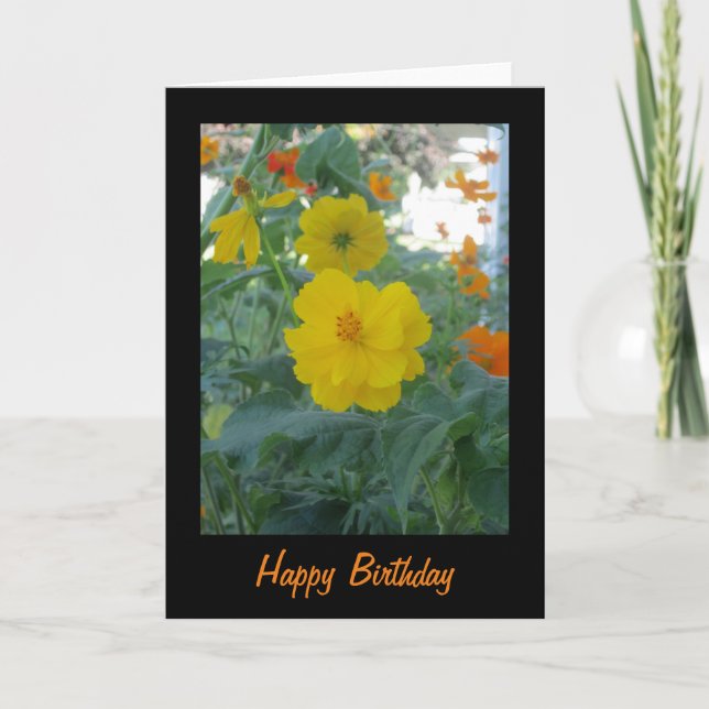 Gelbe Wildblumen Happy Birthday Card Karte (Vorderseite)