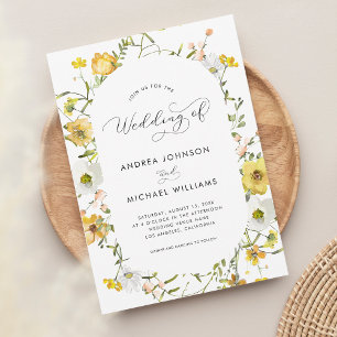 Gelbe Wildblumen QR Code Herbst Hochzeit von Einladung