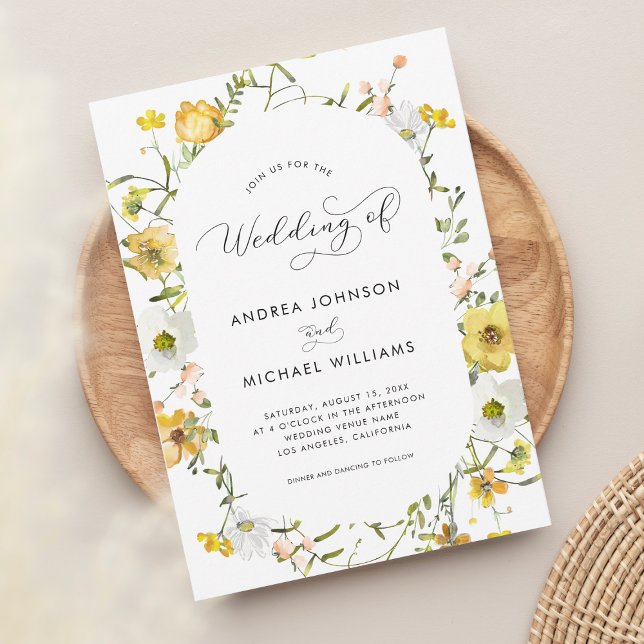 Gelbe Wildblumen QR Code Herbst Hochzeit von Einladung (Von Creator hochgeladen)