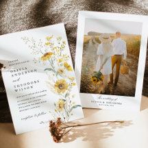 Gelbe Wildblumen-Sonnenblumen-Foto-Hochzeit