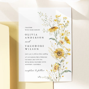Gelbe Wildblumen-Sonnenblumen-Hochzeit Einladung