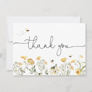Gelbe Wildblumen und Bienen Dankeskarten Dankeskarte