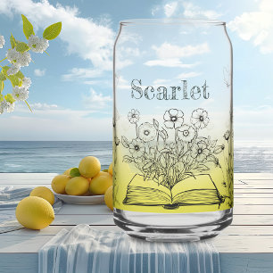 Gelbe Wildblumen und Schmetterlinge Dosenglas