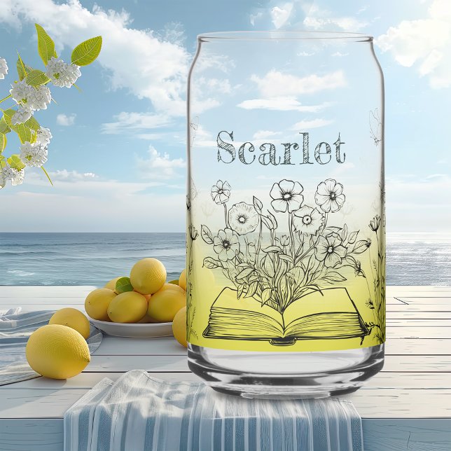 Gelbe Wildblumen und Schmetterlinge Dosenglas (Von Creator hochgeladen)