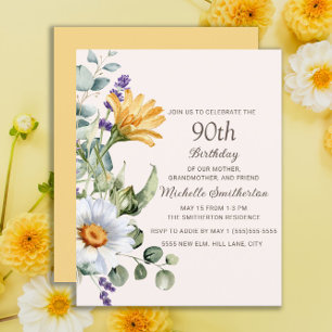 Gelbe Wildblumen Weißer Milchmarkt 90. Geburtstag