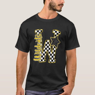 Gelbe Wildcats Kariertes Druck Stern Leopard Schul T-Shirt