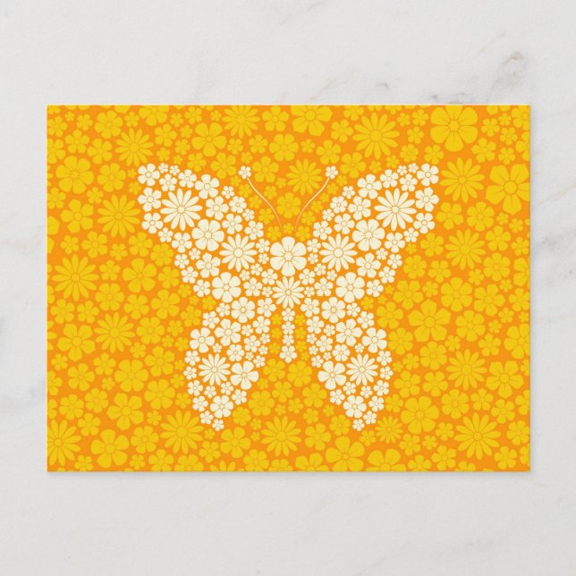 Gelbe Wilde Blume Schmetterling Postkarte (Vorderseite)