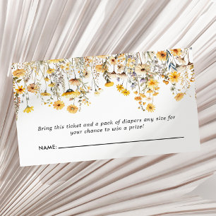Gelbe Wilde Blumen Boho Baby Shower Windel-Raffle Begleitkarte