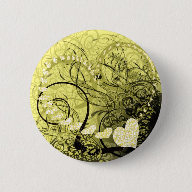 Gelbe Wirbel Button (Vorderseite)
