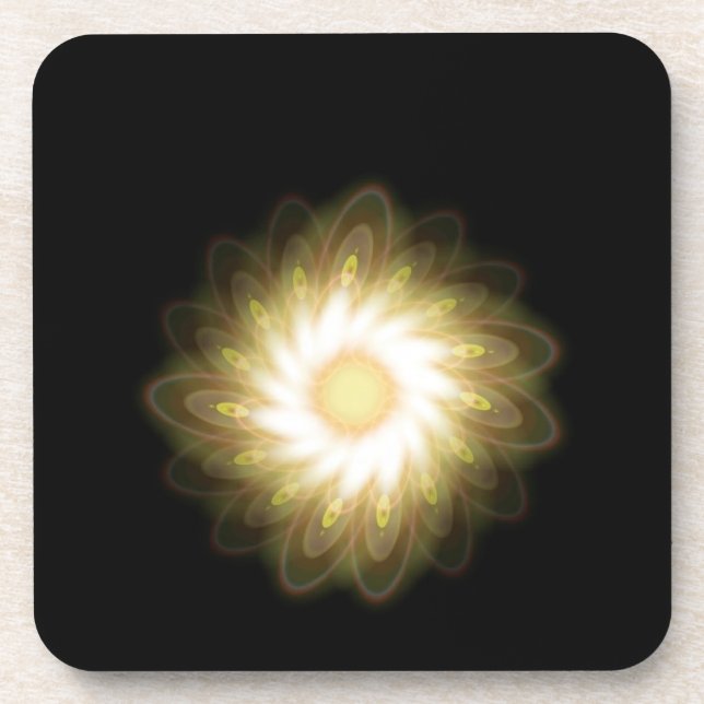 Gelbe Wirbel in Schwarz Getränkeuntersetzer (Vorderseite)