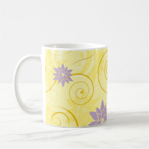 Gelbe Wirbel mit Lila Lotus-Blume-Muster Kaffeetasse