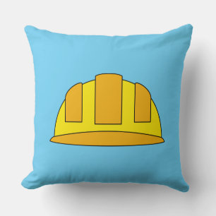 Gelbe Zeichentrick-Hardhat Kissen