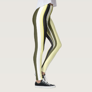 Gelbe, zeitgenössische vertikale Streifen Leggings