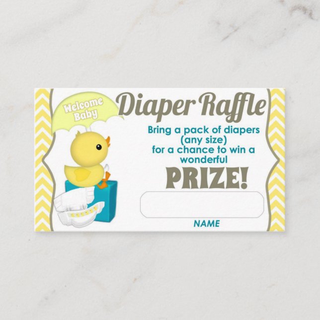 Gelbe Zickzack Ducky Diaper Raffle Tickets 100pk Begleitkarte (Vorderseite)