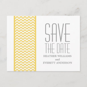 Gelbe Zickzack Grenze Save the Date Postkarte