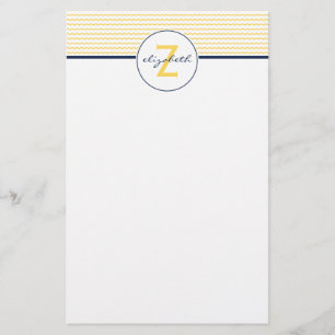 Gelbe Zickzack Monogramm Briefpapier
