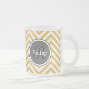 Gelbe Zickzack Monogramm Mattglastasse