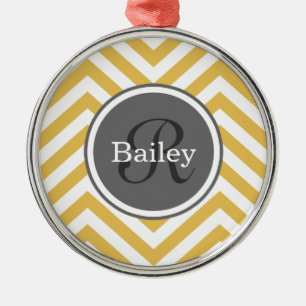 Gelbe Zickzack Monogramm Ornament Aus Metall