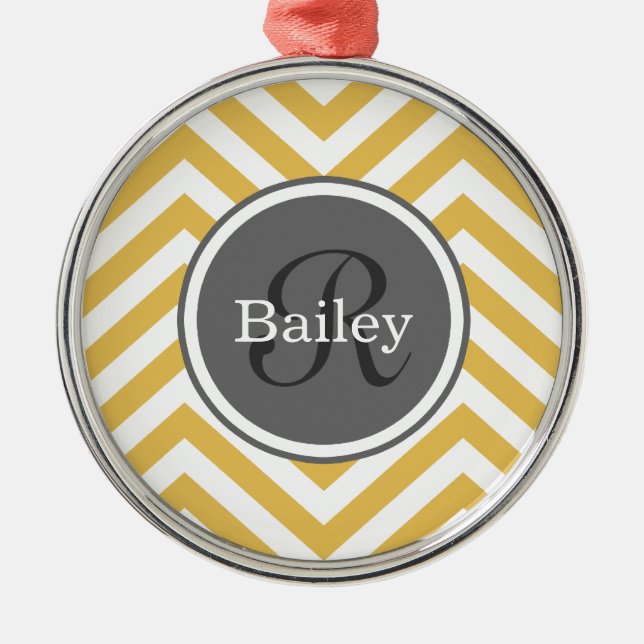 Gelbe Zickzack Monogramm Ornament Aus Metall (Vorne)